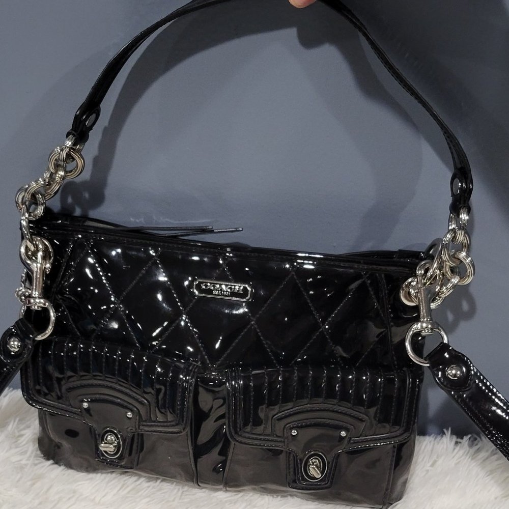 Coach 18678 Black Liquid Gloss Patent Leather Crossbody Bag